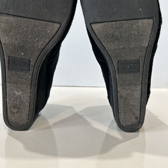 TOMS Boots Womens 8 Desert Bootie Black Suede Wedge Heel Lace Up Comfort Ankle - Picture 10 of 12